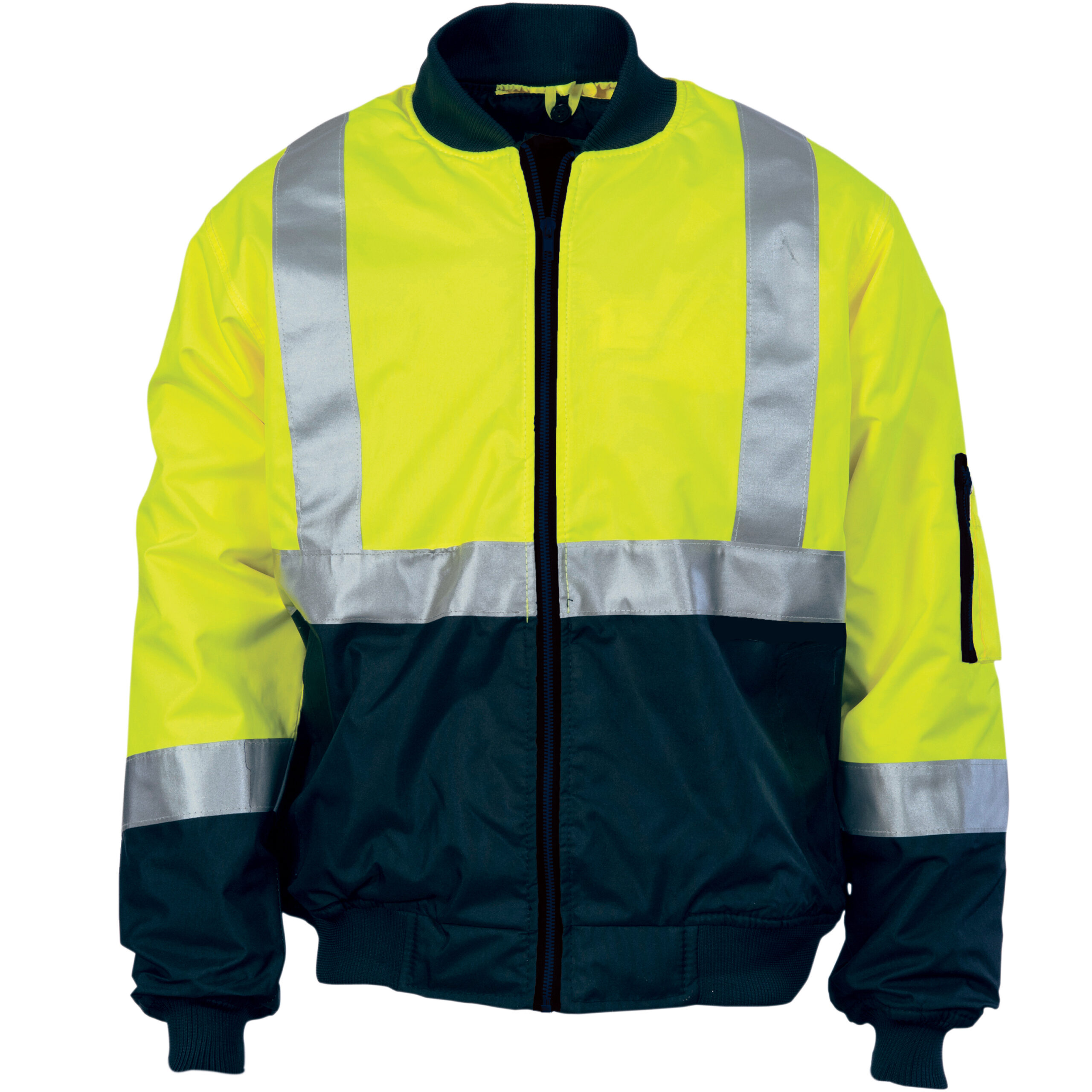 HIVIS 2 TONE BOMBER JACKET WITH CSR R/TAPE Yellow/Navy HIVIS 2 TONE BOMBER JACKET WITH CSR R/TAPE Yellow/Navy