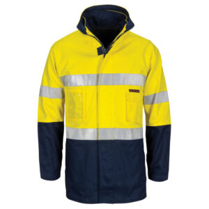 HiVis "4 IN 1" Cotton Drill Jacket with Generic R/Tape Yellow/Navy
