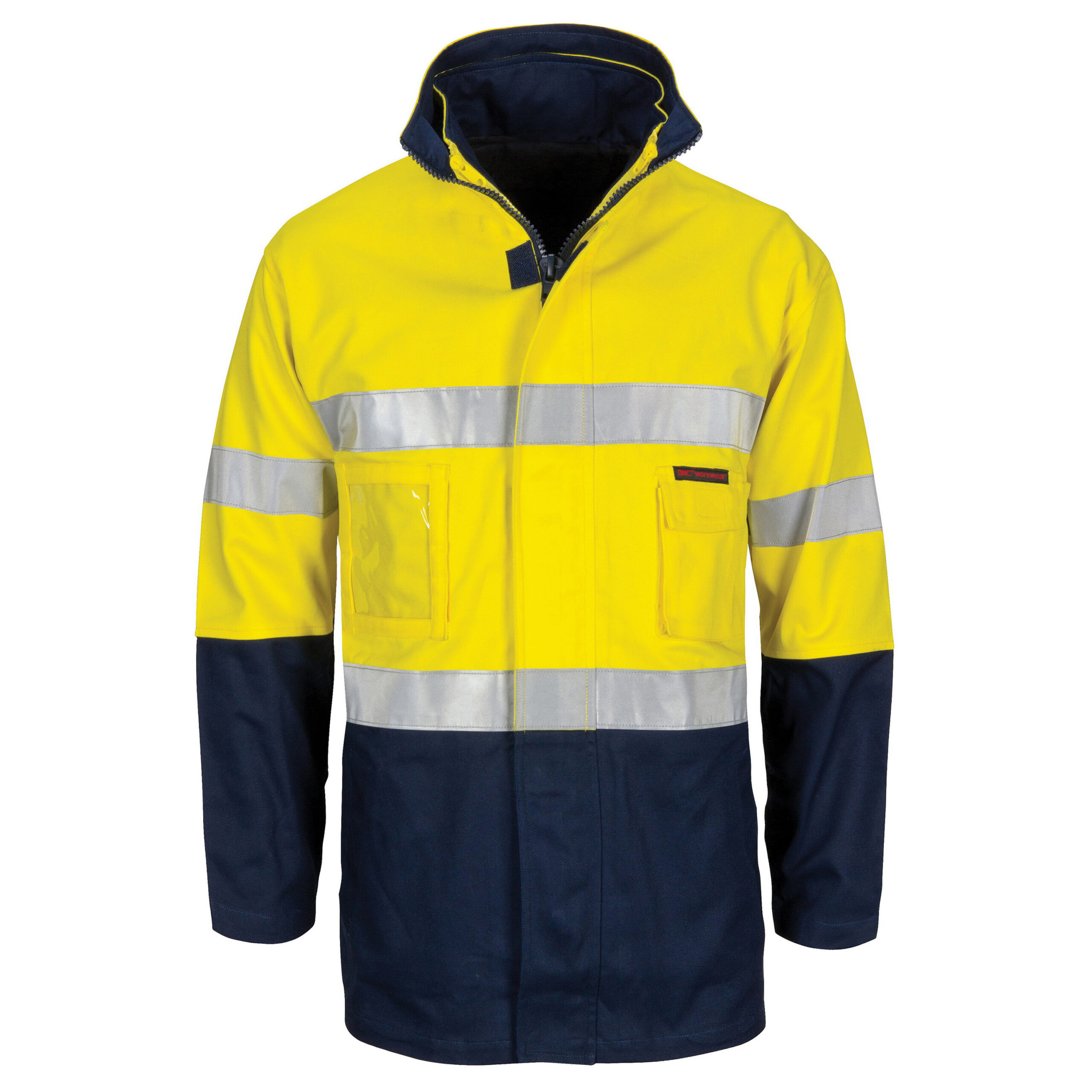 HiVis "4 IN 1" Cotton Drill Jacket with Generic R/Tape Yellow/Navy