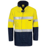 HiVis Cotton Drill "2 in 1" Jacket with Generic Reflective R/Tape Yellow/Navy