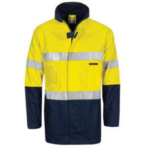 HiVis Cotton Drill "2 in 1" Jacket with Generic Reflective R/Tape Yellow/Navy