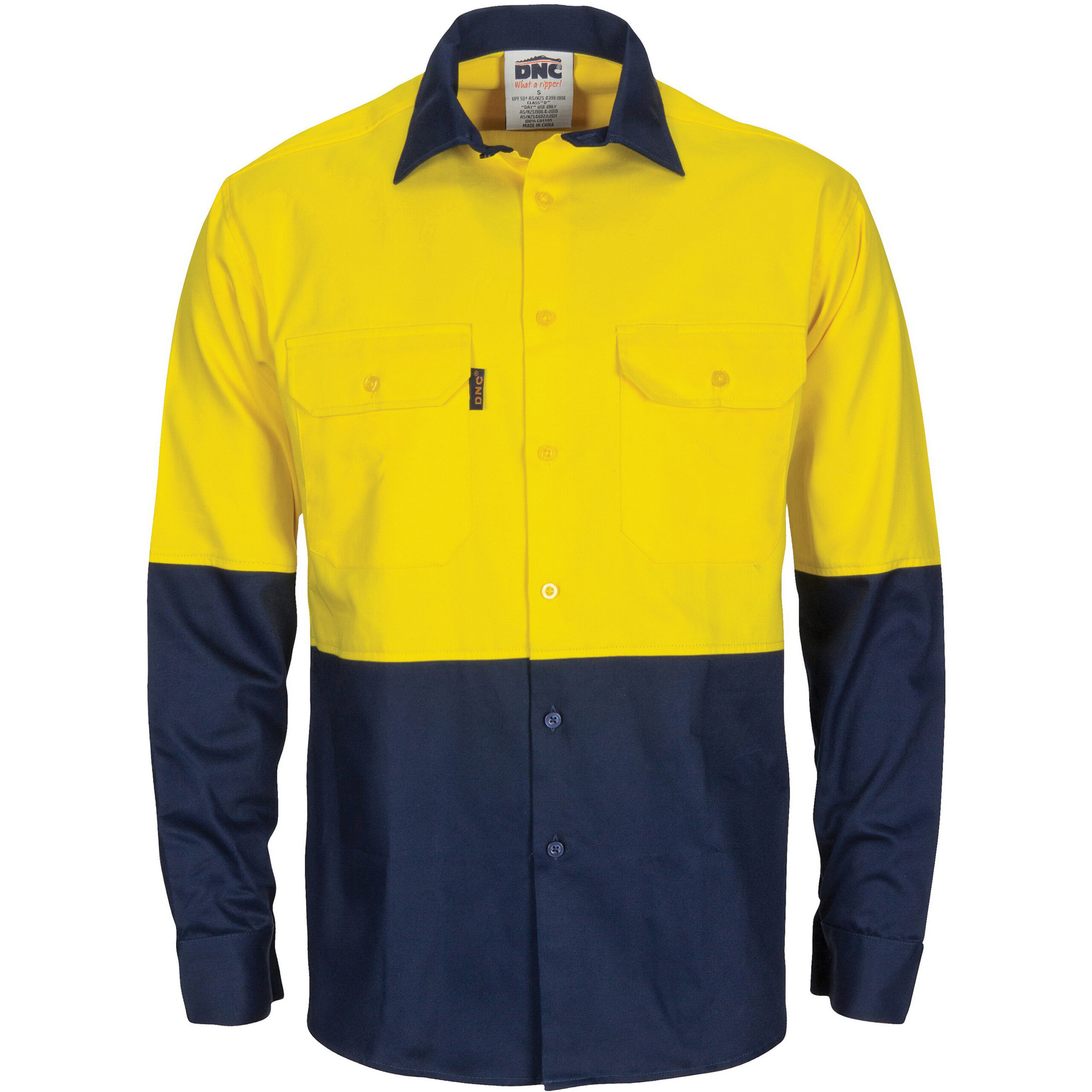 HiVis R/W Cool-Breeze T2 Vertical Vented Cotton Shirt with Gusset Sleeves - Long Sleeve Yellow/Navy HiVis R/W Cool-Breeze T2 Vertical Vented Cotton Shirt with Gusset Sleeves - Long Sleeve Yellow/Navy
