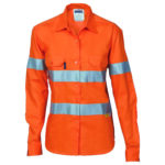 Ladies HiVis Cool-Breeze Cott on Sh irt with 3M R/Tape - Long sleeve Orange