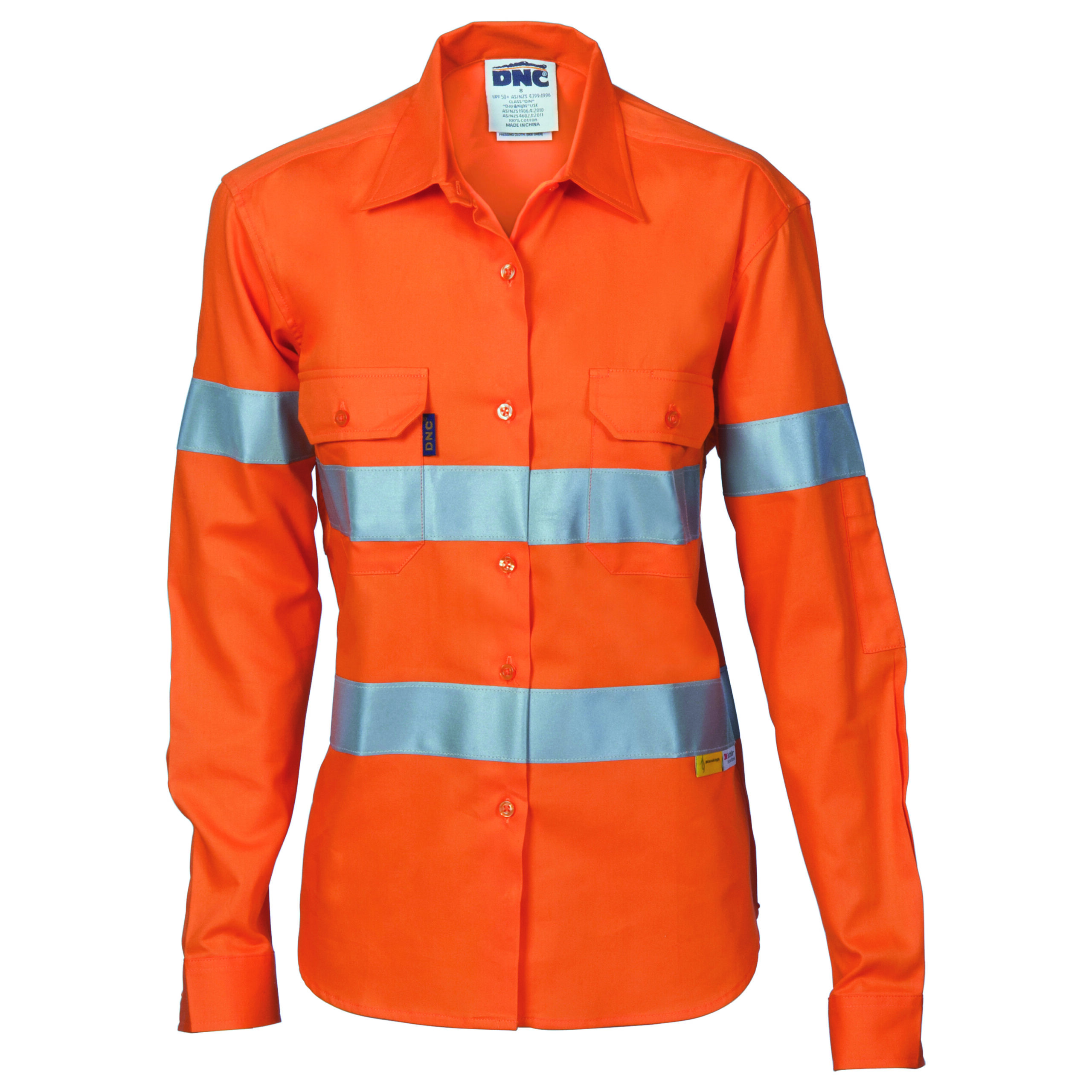 Ladies HiVis Cool-Breeze Cott on Sh irt with 3M R/Tape - Long sleeve Orange Ladies HiVis Cool-Breeze Cott on Sh irt with 3M R/Tape - Long sleeve Orange