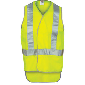 Day/Night Cross Back Safety Vests with Tail Yellow