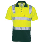 Cotton Back HiVis Two Tone Polo Shirt with CSR R/ Tape - Short sleeve Yellow/Bottle Green