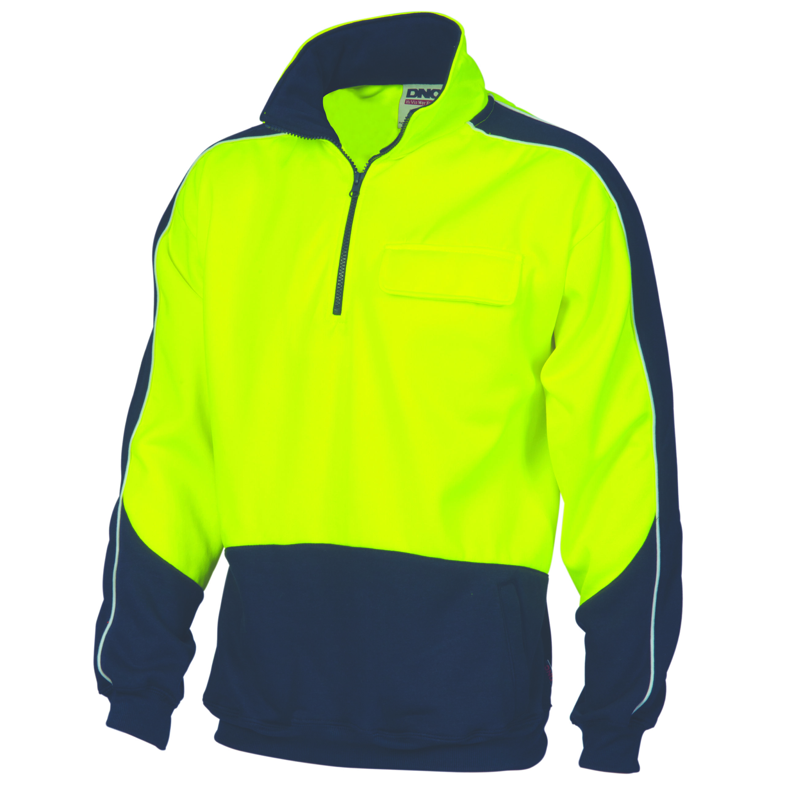 HiVis 2 Tone 1/2 Zip Hi-Neck Panel Fleecy Windcheater Yellow/Navy HiVis 2 Tone 1/2 Zip Hi-Neck Panel Fleecy Windcheater Yellow/Navy