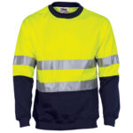 HiVis Two Tone Fleecy Sweat Shirt (Sloppy Joe) with CSR R/Tape Crew-Neck Yellow/Navy
