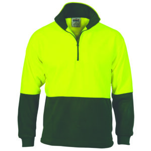 HiVis Two Tone 1/2 Zip Polar Fleece Yellow/Bottle Green