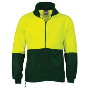HiVis Two Tone Full Zip Polar Fleece Yellow/Bottle Green