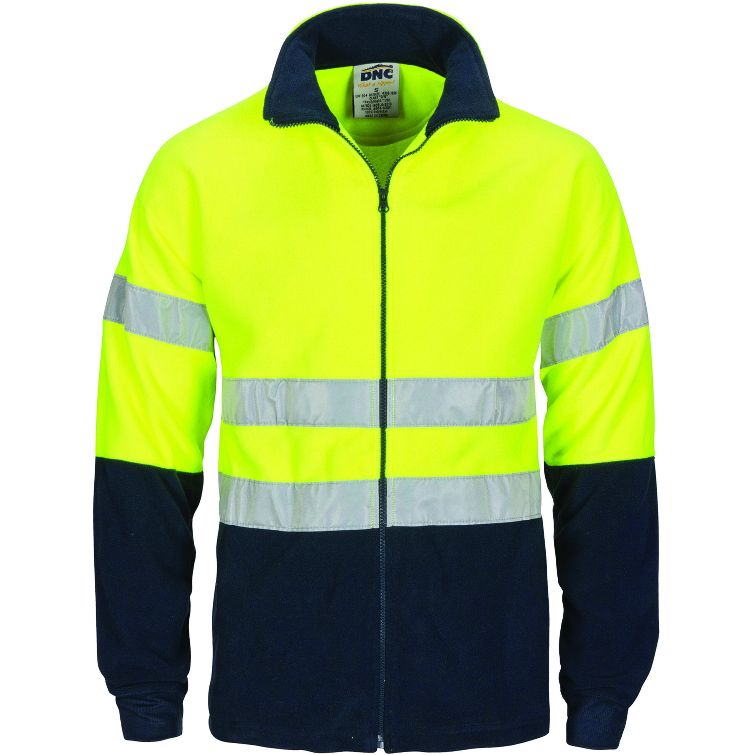 HiVis two tone full zip polar fleece with generic R/Tape Yellow/Navy