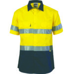 HiVis Two Tone Drill Shirt with 3M 8906 R/Tape - short sleeve Yellow/Navy