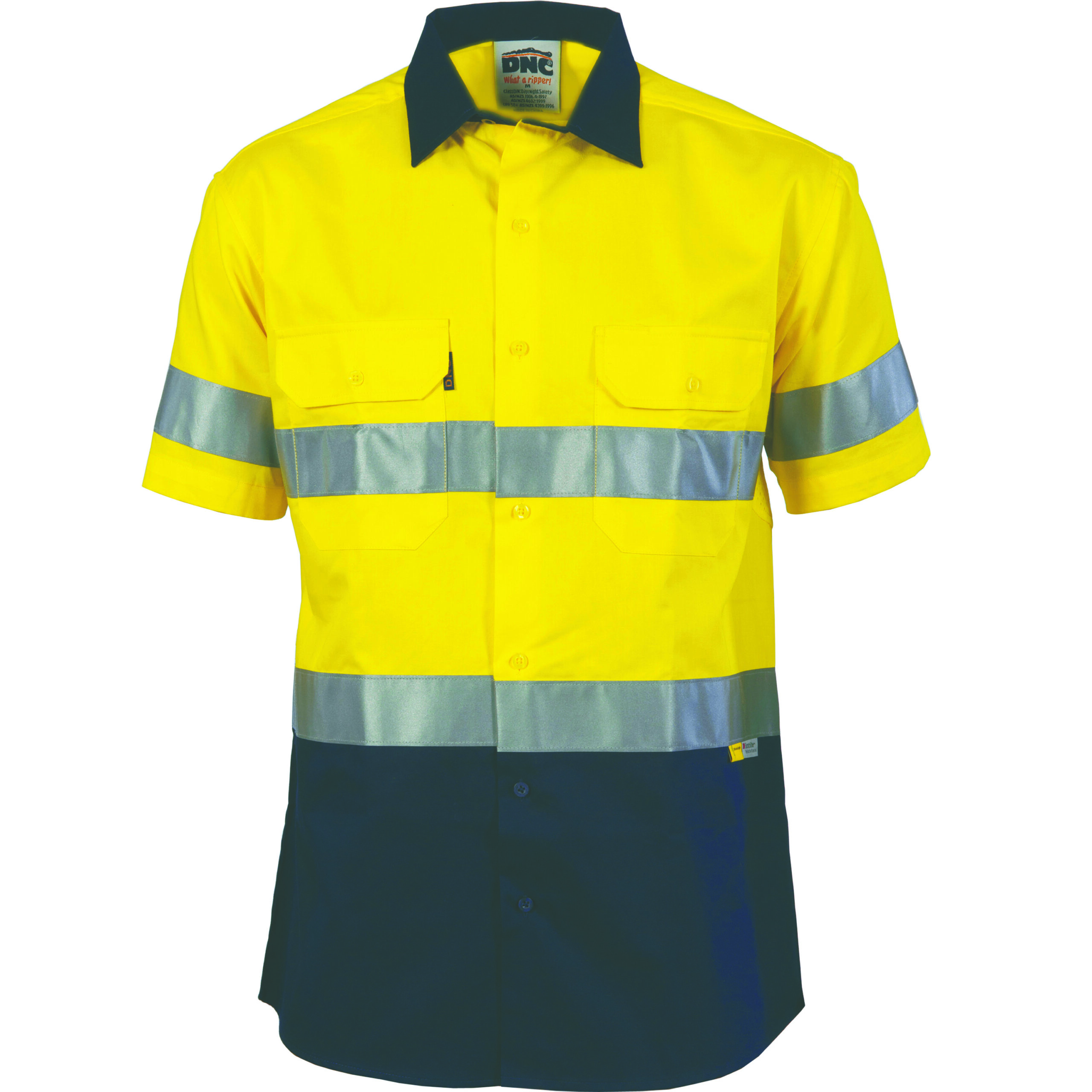 HiVis Two Tone Drill Shirt with 3M 8906 R/Tape - short sleeve Yellow/Navy HiVis Two Tone Drill Shirt with 3M 8906 R/Tape - short sleeve Yellow/Navy