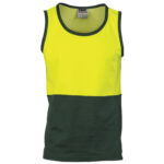 Cotton Back Two Tone Singlet Yellow/Bottle Green