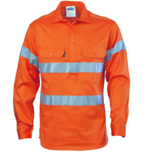 HiVis Close Front Cotton Drill
Shirt with 3M R/Tape Orange