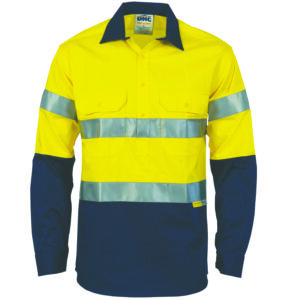 HiVis Two Tone Closed Front Cotton Shirt
with 3M R/Tape Yellow/Navy