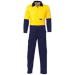HiVis Cool-Breeze 2-Tone LightWeight Cotton Coverall Yellow/Navy