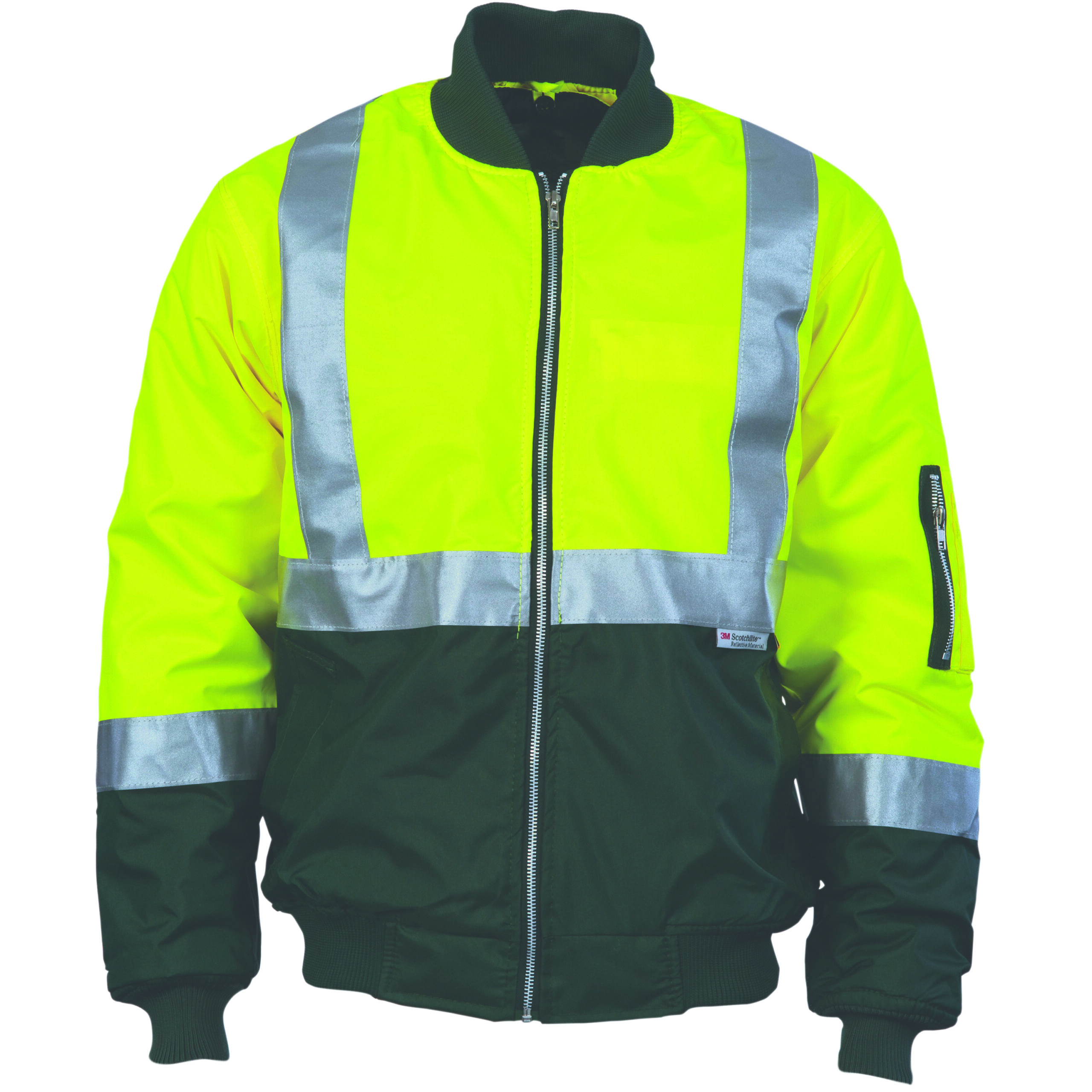 HiVis Two Tone Flying Jacket with 3M R/Tape Yellow/Bottle Green
