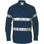 HiVis Cool-Breeze Cotton Shirt with 3M 8910 R/Tape - Long sleeve Navy