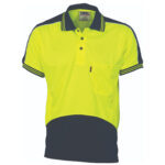 HiVis Cool Breathe Panel Polo Shirt - Short Sleeve Yellow/Navy