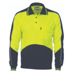 HiVis Cool Breathe Panel Polo Shirt - Long Sleeve Yellow/Navy