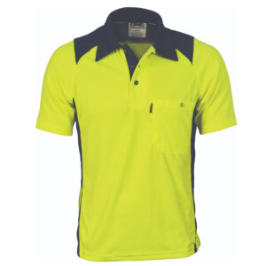 Cool Breathe Action Polo Shirt - Short Sleeve Yellow/Navy