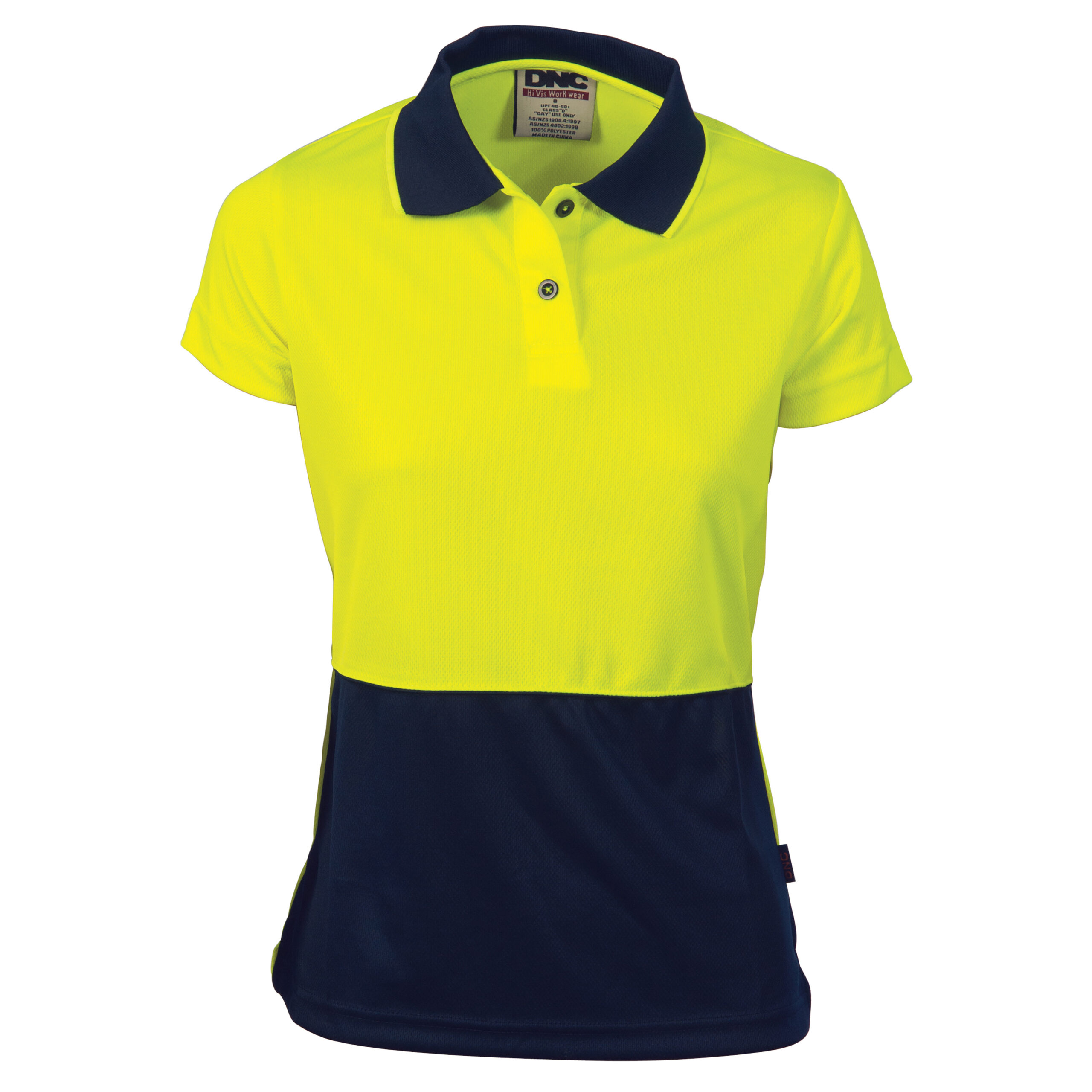 Ladies HiVis Two Tone Polo - Short Sleeve Yellow/Navy Ladies HiVis Two Tone Polo - Short Sleeve Yellow/Navy