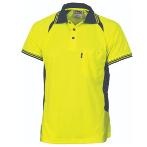 Cool-Breeze Contrast Mesh Polo - short sleeve Yellow/Navy