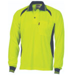 Cool-Breeze Contrast Mesh Polo - long sleeve Yellow/Navy