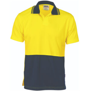 HiVis Two Tone Food Industry Polo - Short Sleeve Yellow/Navy
