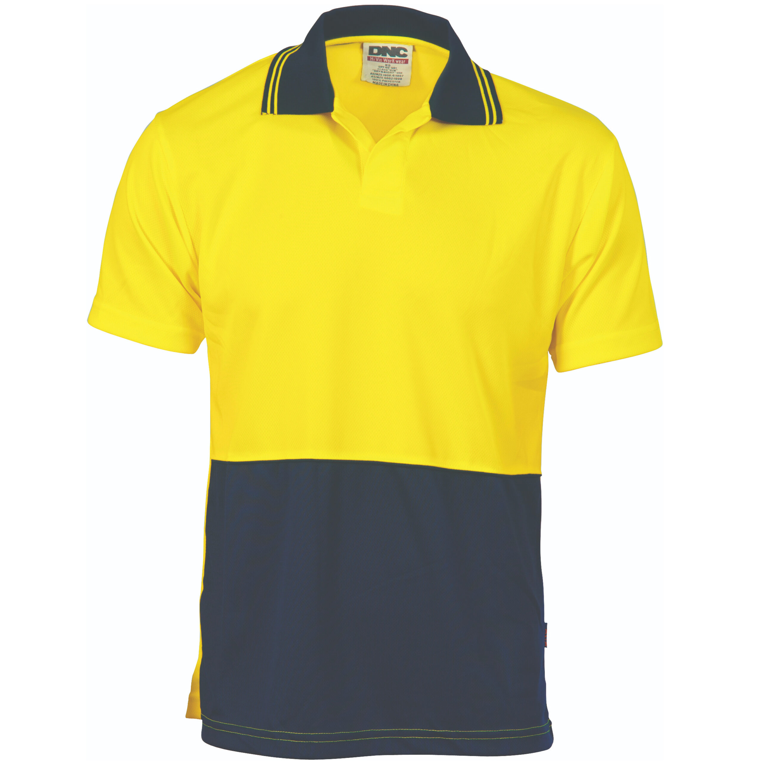 HiVis Two Tone Food Industry Polo - Short Sleeve Yellow/Navy