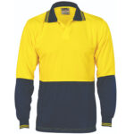 Hivis Two Tone Food Industry Polo - Long Sleeve Yellow/Navy