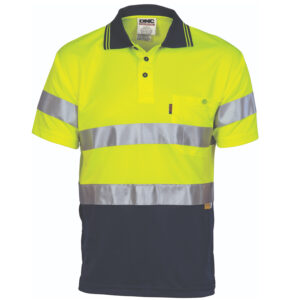 Hivis D/N Cool Breathe Polo Shirt With 3M 8906 R/Tape - Short Sleeve Yellow/Navy