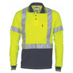 Hivis D/N Cool-Breathe Polo Shirt With Cross Back R/Tape - Long Sleeve Yellow/Navy