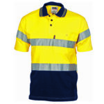 Hivis Cool-Breeze Cotton Jersey Polo With CSR R/Tape - S/S Yellow/Navy