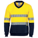 HiVis Two Tone Cotton Fleecy Sweat
Shirt V-Neck with 3M R/Tape Yellow/Navy