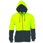 HiVis Two Tone Full Zip Polar Fleece Hoodie Yellow/Navy