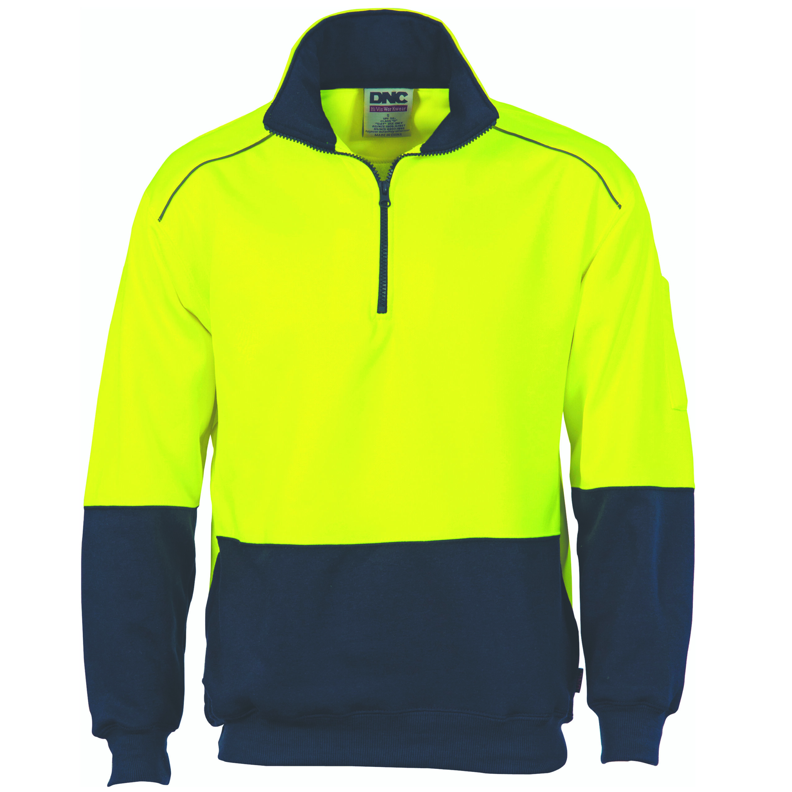 HiVis Two Tone 1/2 Zip Reflective Piping
Sweat Shirt Yellow/Navy