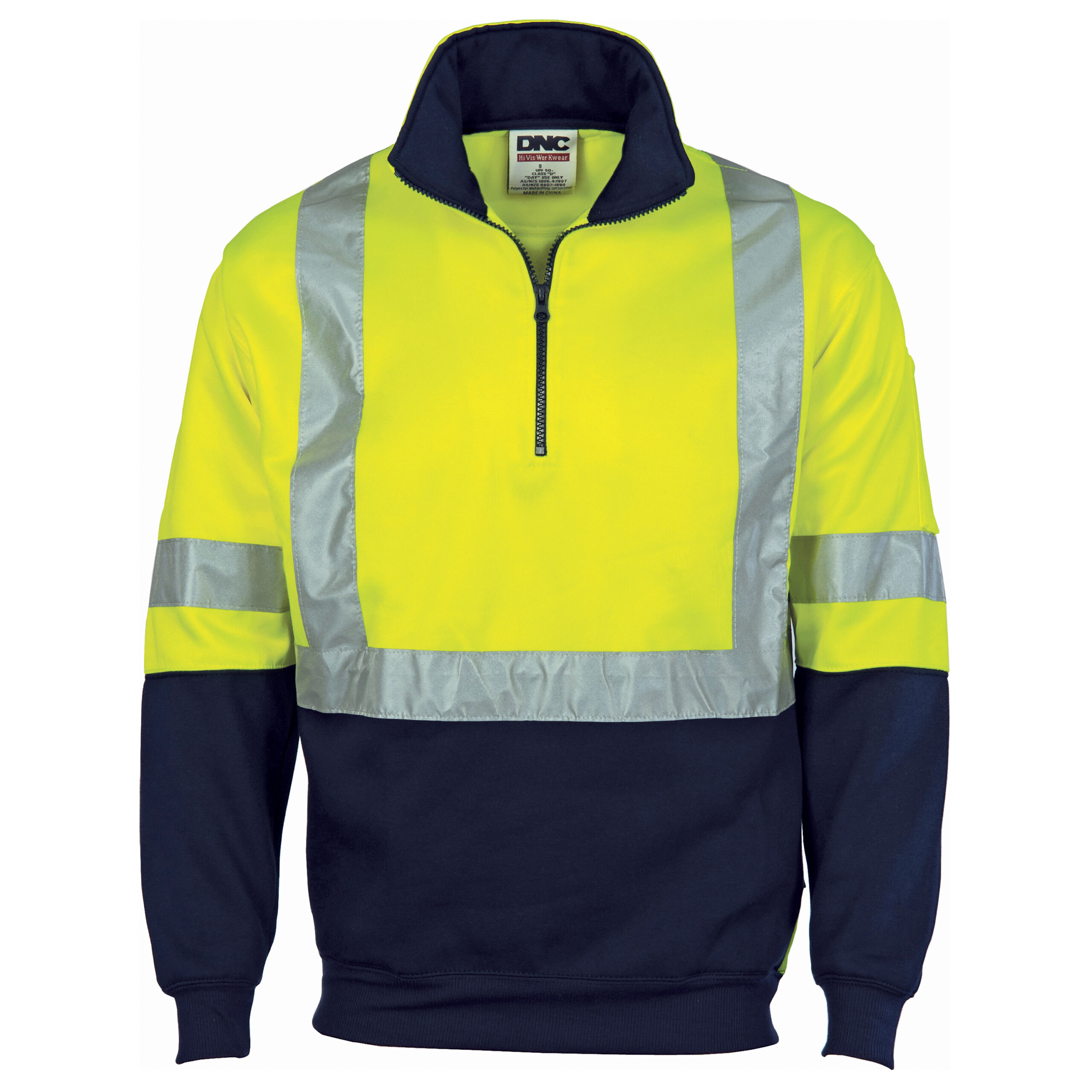 HiVis Cross Back D/N Two Tone 1/2 Zip Fleecy Yellow/Navy HiVis Cross Back D/N Two Tone 1/2 Zip Fleecy Yellow/Navy