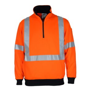 Hi-vis 1/2 Zip X Back Fleecy Jumper Orange