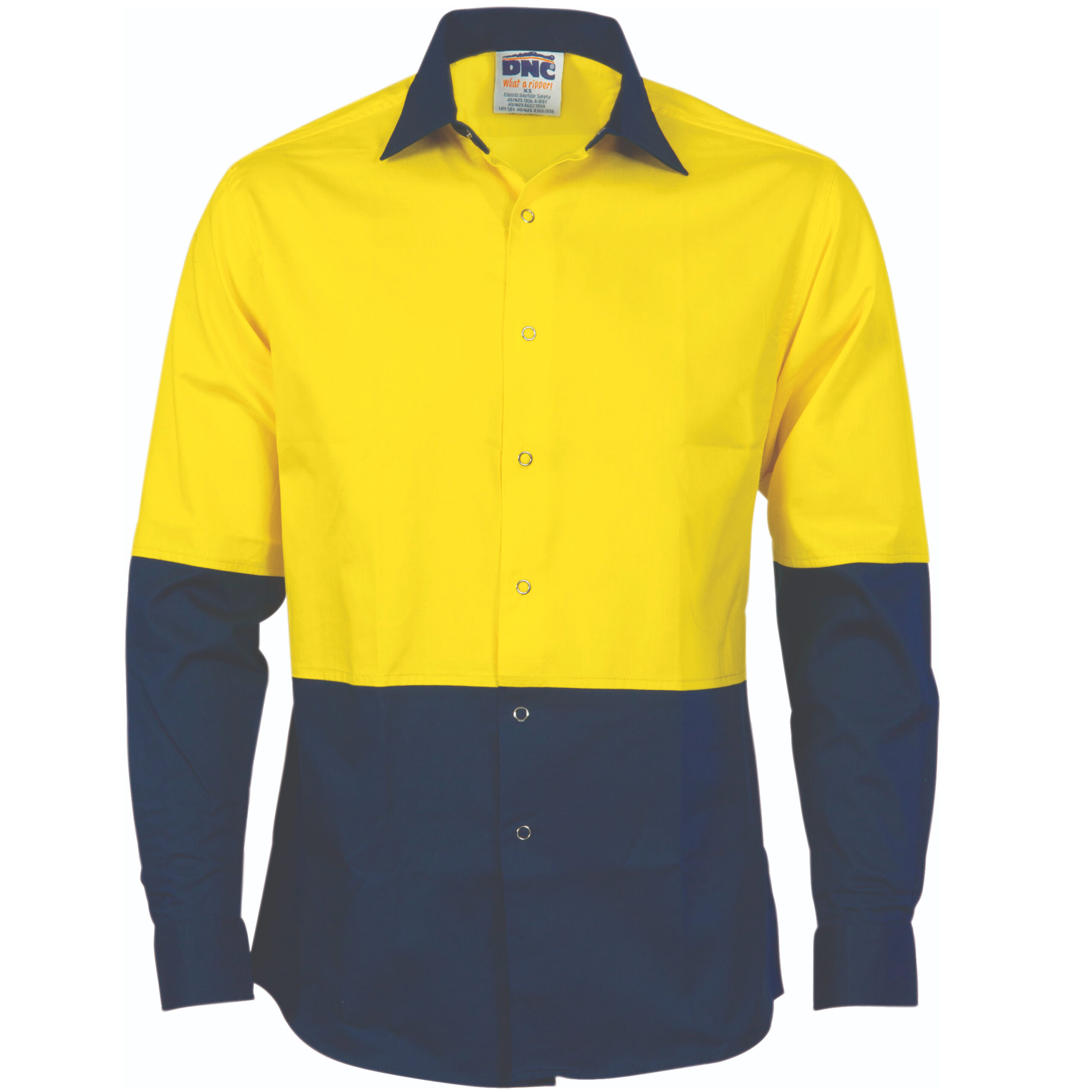 HiVis Cool Breeze Food Industry Cotton Shirt - Long Sleeve Yellow/Navy HiVis Cool Breeze Food Industry Cotton Shirt - Long Sleeve Yellow/Navy