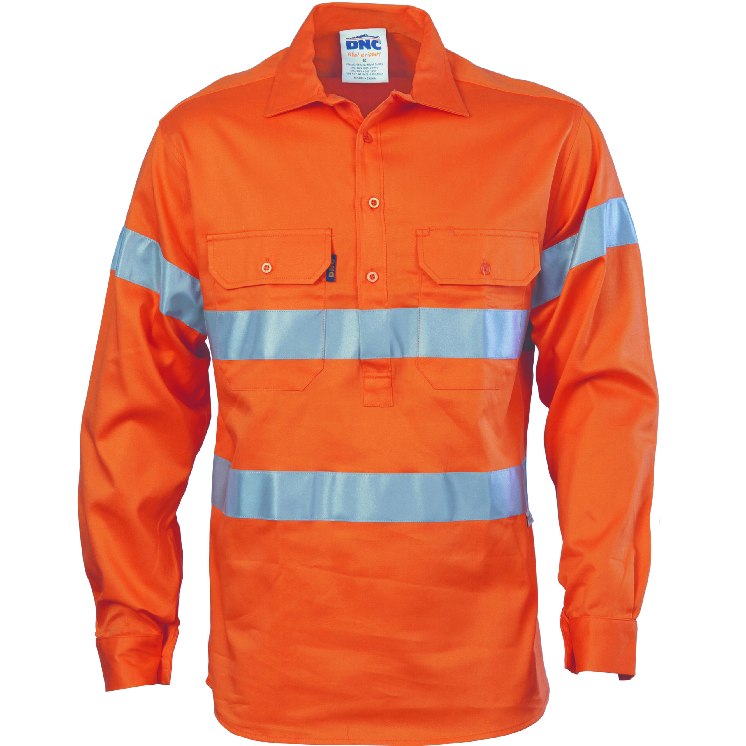 HiVis Cool-Breeze Close Front Cotton Shirt
with Generic R/Tape Orange