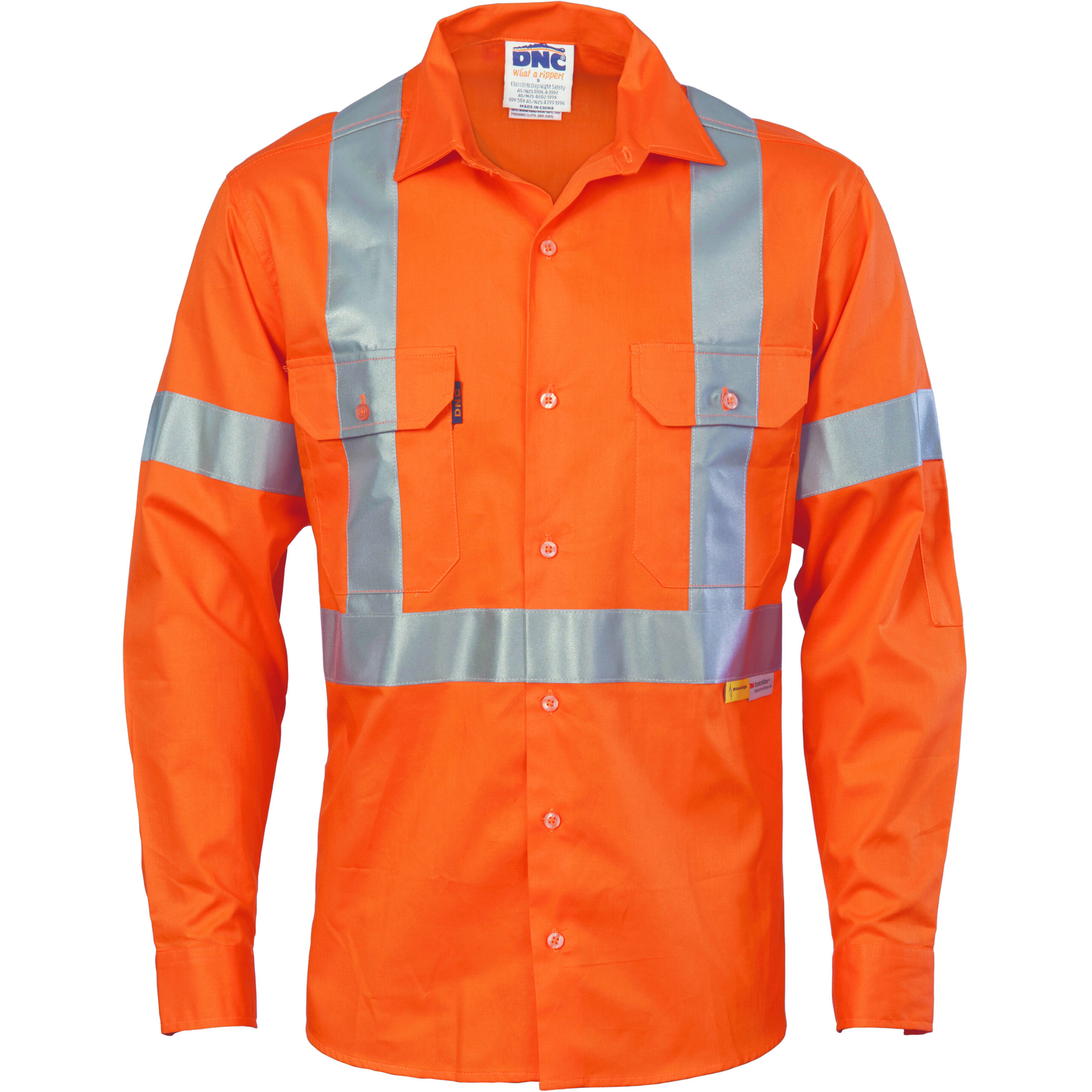 HiVis Cool-Breeze Cross Back Cotton Shirt with 3M R/Tape - long sleeve Orange HiVis Cool-Breeze Cross Back Cotton Shirt with 3M R/Tape - long sleeve Orange