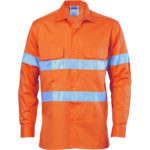 HiVis 3 Way Cool-Breeze Cotton Shirt with 3M
R/Tape - Long sleeve Orange