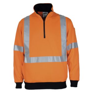 HiVis X Back 1/2 Zip Cotton Jumper Orange