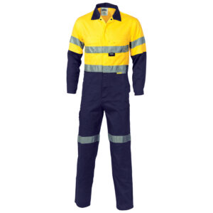 HiVis Cool-Breeze two tone L.Weight Cott on
Coverall with 3M R/Tape Yellow/Navy