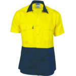 HiVis Two Tone Cotton Drill Vented Shirt -
Short Sleeve Yellow/Navy
