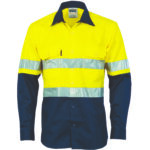 HiVis Cool-Breeze Vertical Vented Cotton Shirt
with Generic R/Tape - Long sleeve Yellow/Navy