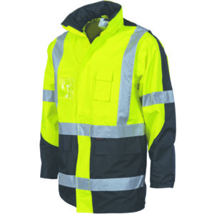 HiVis 2 Tone Cross Back D/N “2 in 1” Contrast Rain Jacket Yellow/Navy