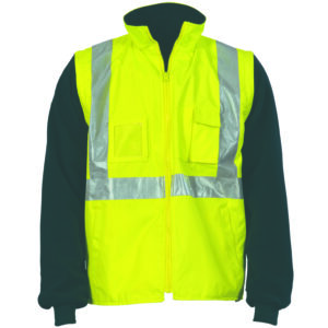 HiVis Cross Back D/N “4 in 1” Zip Off Sleeve Reversible Vest Yellow/Navy